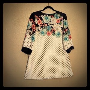 Polka dot and floral Zara shift dress